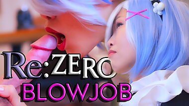 UNLOCK FULL with FanClub Rem maid sucks young master's dick to help him study (trailer)