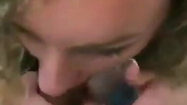 curly blonde teen slut blowjob swallow in train