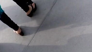 Beautiful girls outside metro