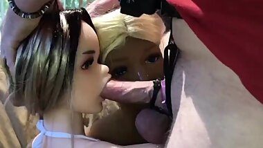 *18 y/o TEENS* Double Blowjob Cummed On