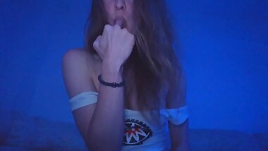 SEXY DANCE WITH HOOKAH SITTING ON SOFA IN BLUE LIGHT