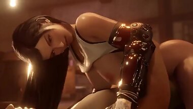 Tifa Lockhart and Jessie in a Foursome