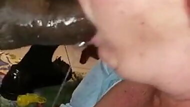 Old Bitch Gets First Taste Of Black Dick