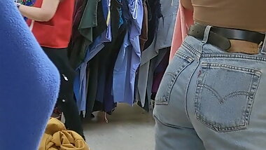 skinny blonde teen trying clothes