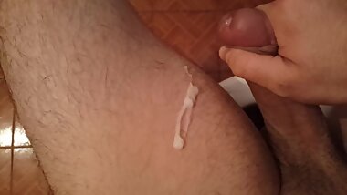 Jerking my big white cock in the bathroom