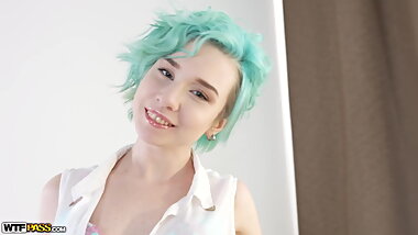 Green Haired Teen Gets Anal