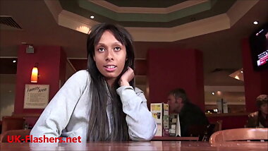 Ebony teen babe Danielle Dees public masturbation and beauty