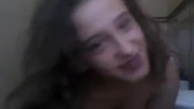 Cute blond shows you her body and lightly tickles her clit