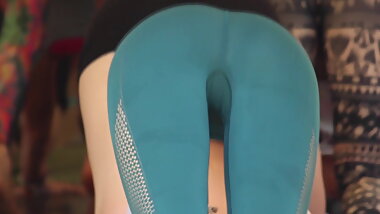 Candid teen in yoga class