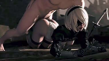 NIER AUTOMATA - 2B - PRONE FUCKED MOANING (3D ANIMATION WSOUND)