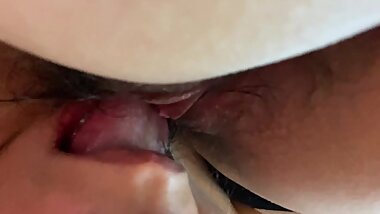 Licked her pussy real hard and she moans like a slut