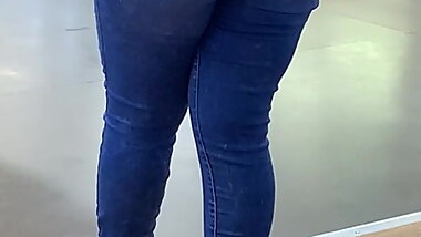 Blue jeans with VPL