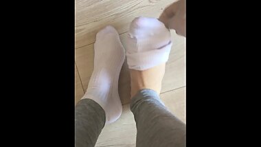 Getting of white socks from my yummy feet
