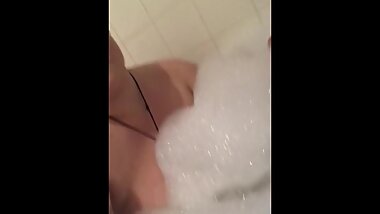 Bath time fun with big boobs! Slippery!