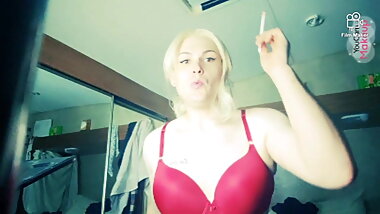 Hot Lil Klhoe In pigtails Smoking fetish