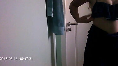 Teen with perfect tits spied in bathroom