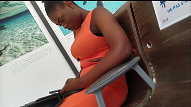 A french black girl with big boobs waiting for her hubby
