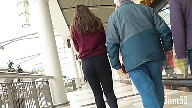 Candid - Grandpa fails to defend teen's ass