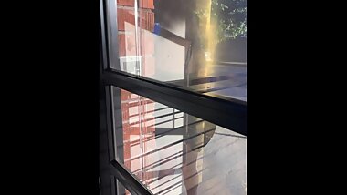 Filming a sexy escort in a dress and heels while stroking myself