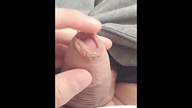Good-looking college student afterglow Phimosis dick after mass ejaculation.