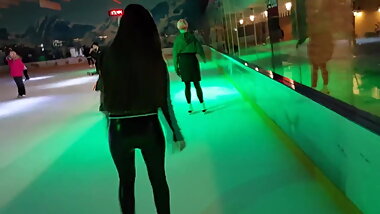 Sexy Teen in Shiny PVC Leggings on ICE (18)
